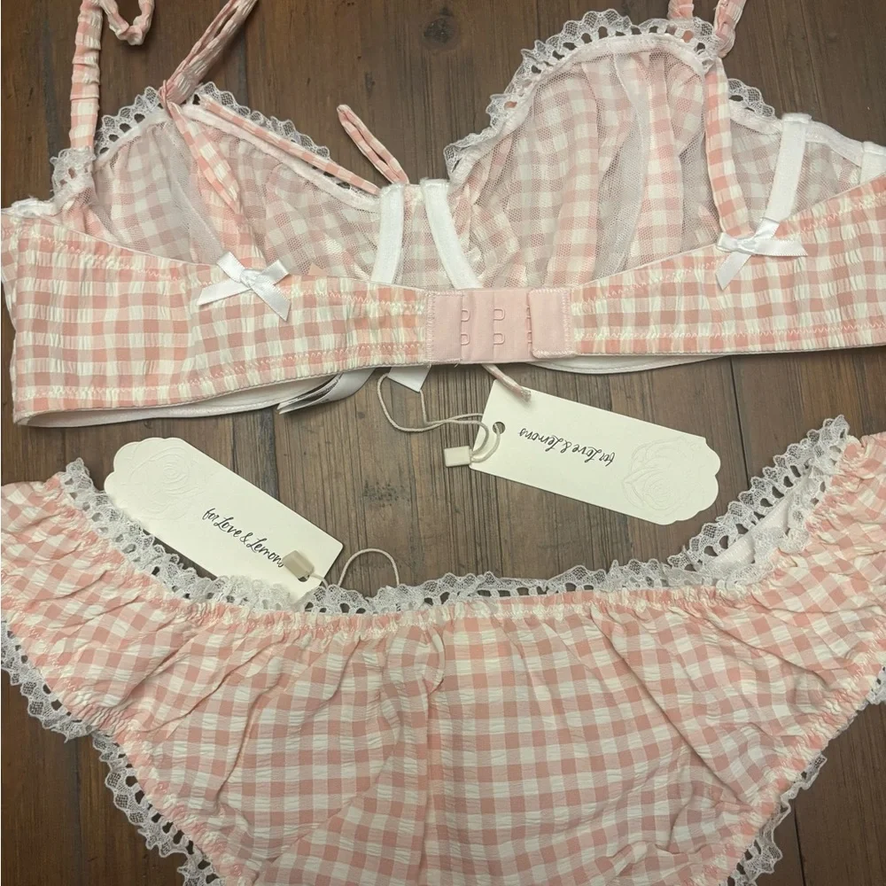 NWT for love and lemons pink gingham lingerie set - Picture 14 of 16